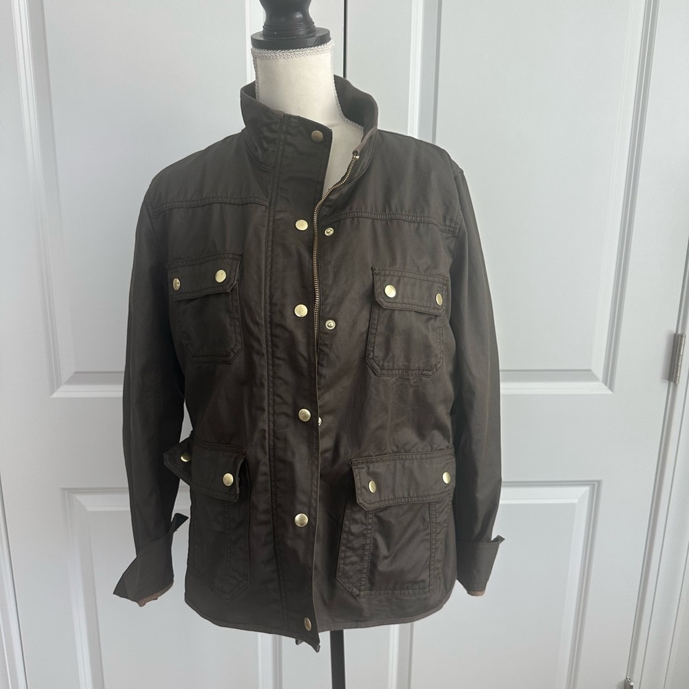 J Crew Women’s dark green field jacket with gold hardware